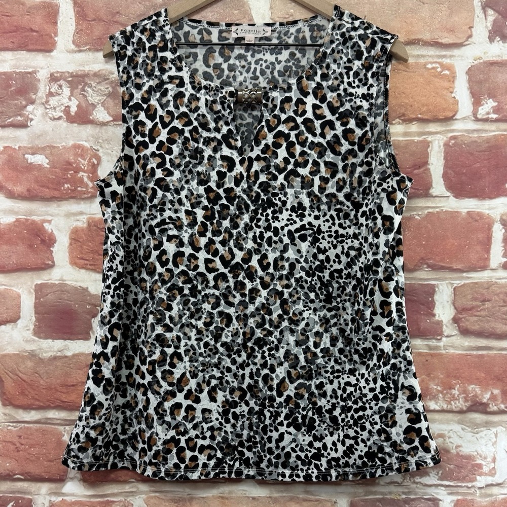 Nanette Lepore Top Womens L Multicolor Abstract Animal Print Casual Career Shirt